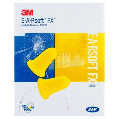 3M E-A-Rsoft FX Shaped Yellow Cordless Earplugs x 200 Pairs Soft Foam Ear Noise