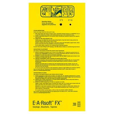 3M E-A-Rsoft FX Shaped Yellow Cordless Earplugs x 200 Pairs Soft Foam Ear Noise