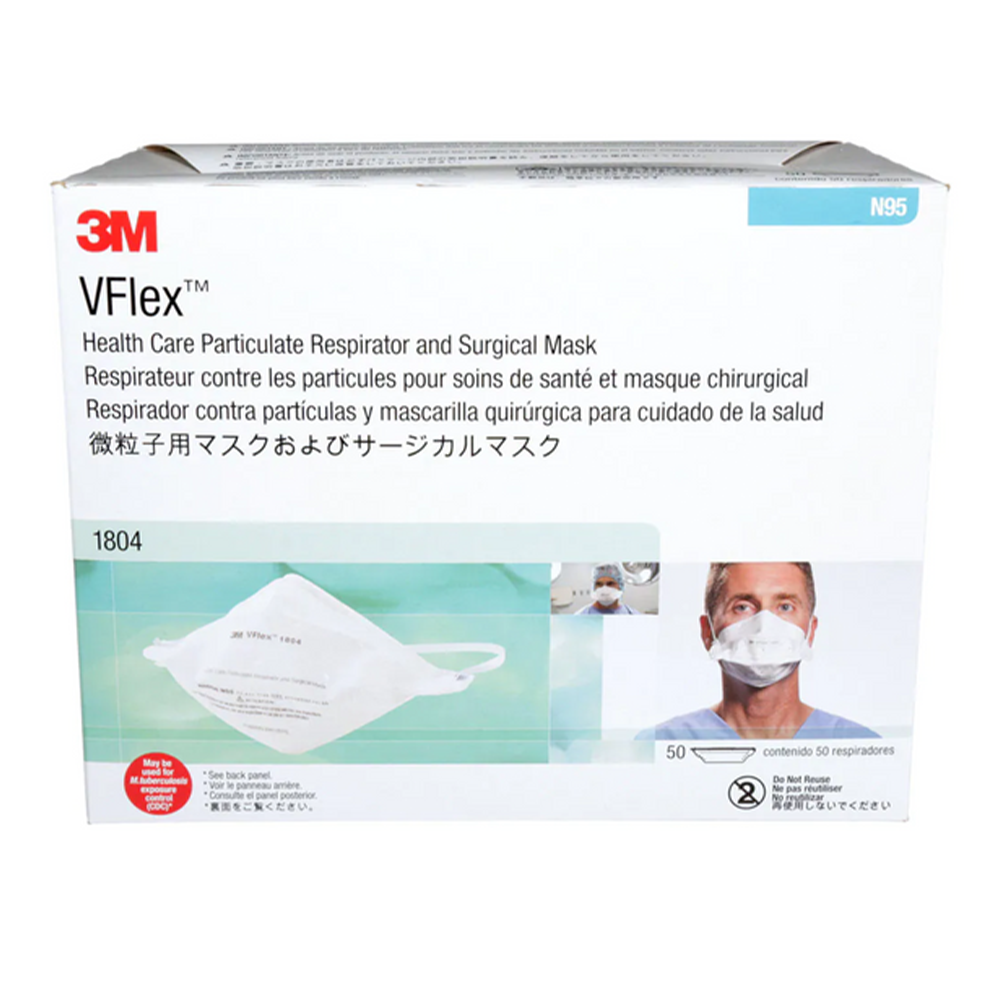 3M V-FLEX Healthcare Particulate Respirator 1804 (N95 Rated) Regular x 50 Pack