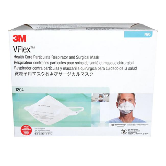 3M V-FLEX Healthcare Particulate Respirator 1804 (N95 Rated) Regular x 50 Pack