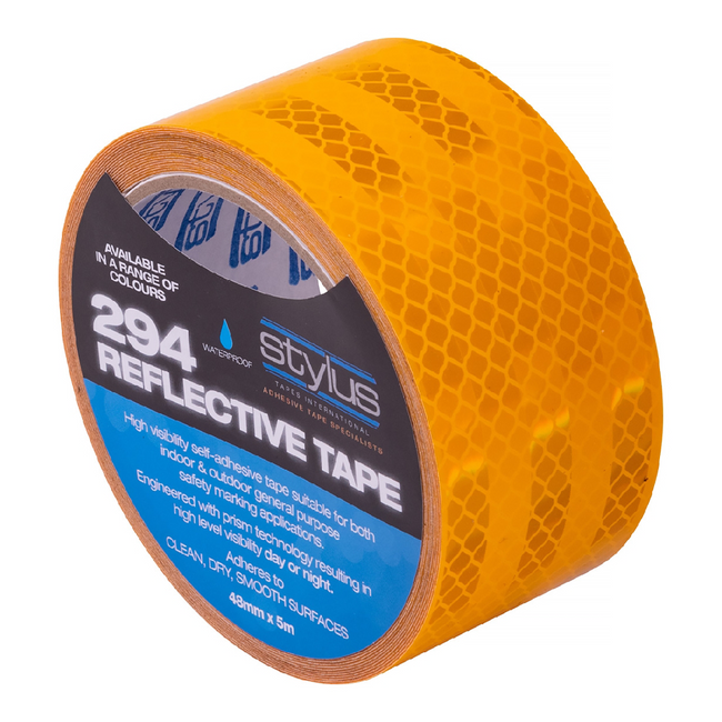 STYLUS 294 Reflective Tape 48mm x 5m Yellow Waterproof High Visibility