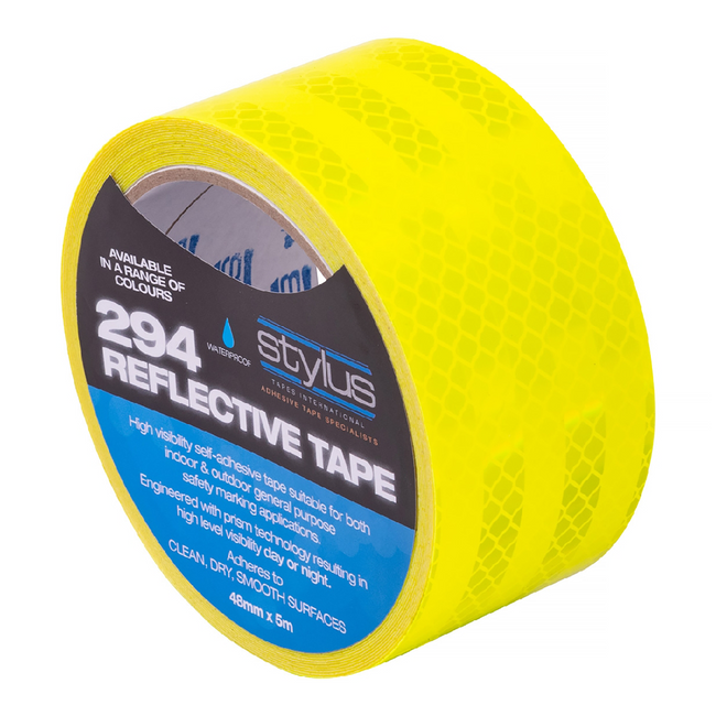 STYLUS 294 Reflective Tape 48mm x 5m Fluoro Yellow Green Waterproof High Visibility