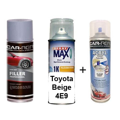 Auto Touch Up Paint for Toyota Beige 4E9 1k Plus 1k Clear Coat & Primer