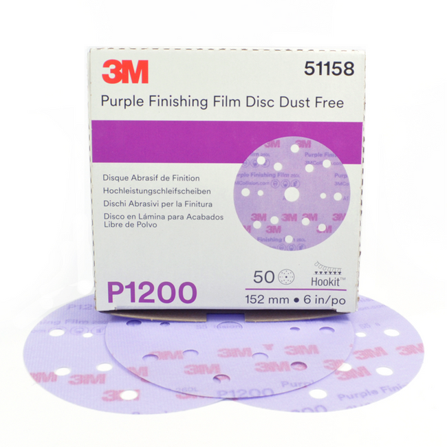 3M 51158 Purple Film Finishing Disc 15H 150mm P1200 x 50 Pack