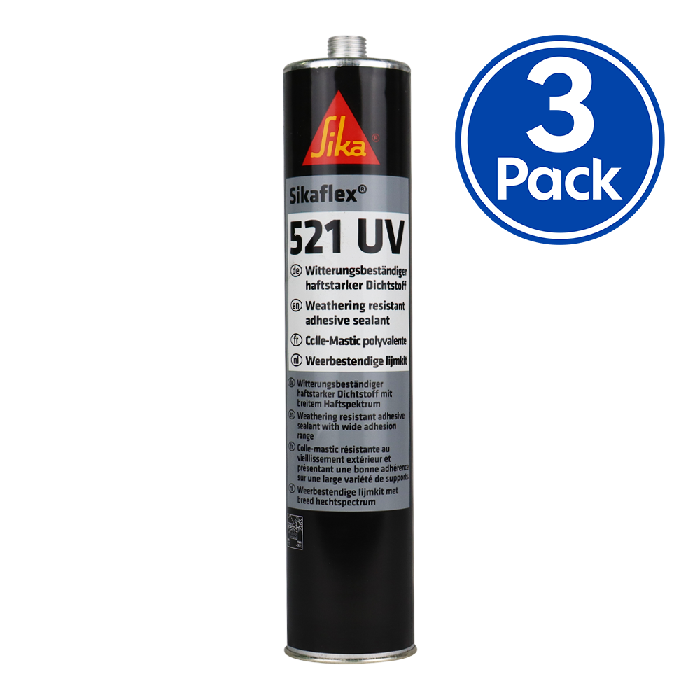 Sika Sikaflex 521 UV Weathering Resistant Adhesive Sealant 300ml White x 3 Pack