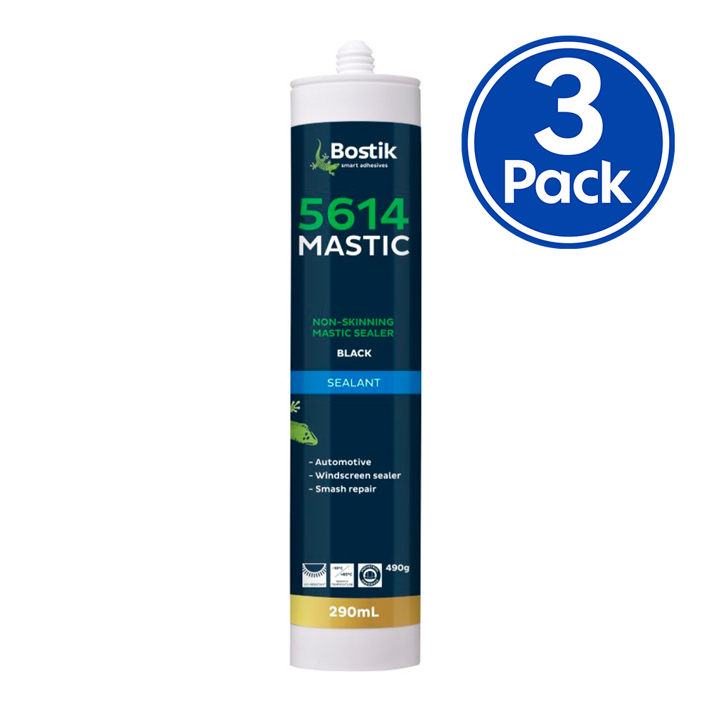 Bostik 5614 Mastic Non-Skinning Sealer 490g Black x 3 Pack