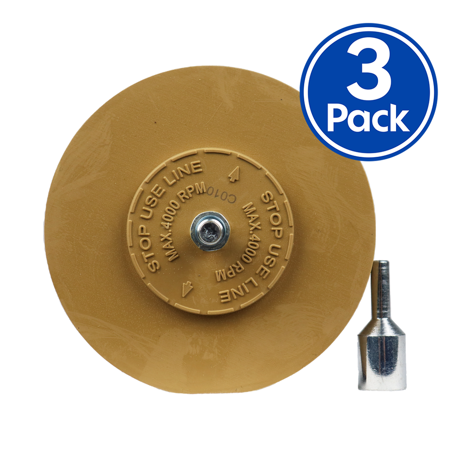 SAR Caramel Erasor Wheel 4" with Drill Arbour x 3 Pack
