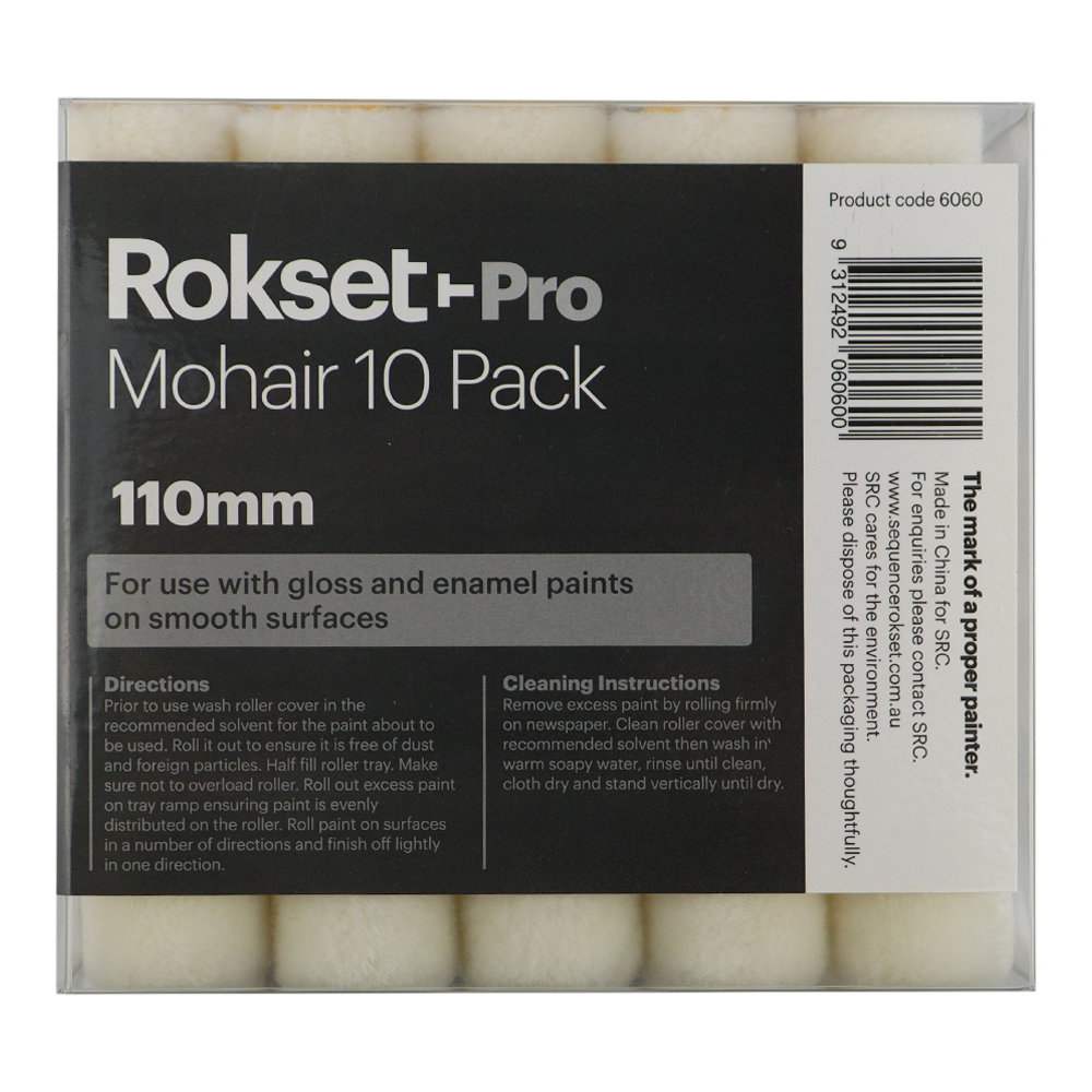 Rokset Pro Mohair 110mm Roller Covers 10 Pack Refill Marine Industrial ...