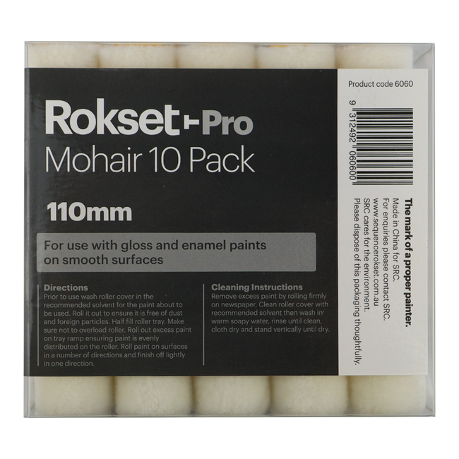 Rokset Pro Mohair 110mm Roller Covers 10 Pack Refill Marine Industrial Concrete
