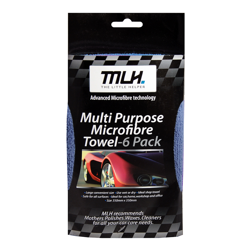 MLH Professional Microfibre Towel 350mm x 350mm x 6 Pack