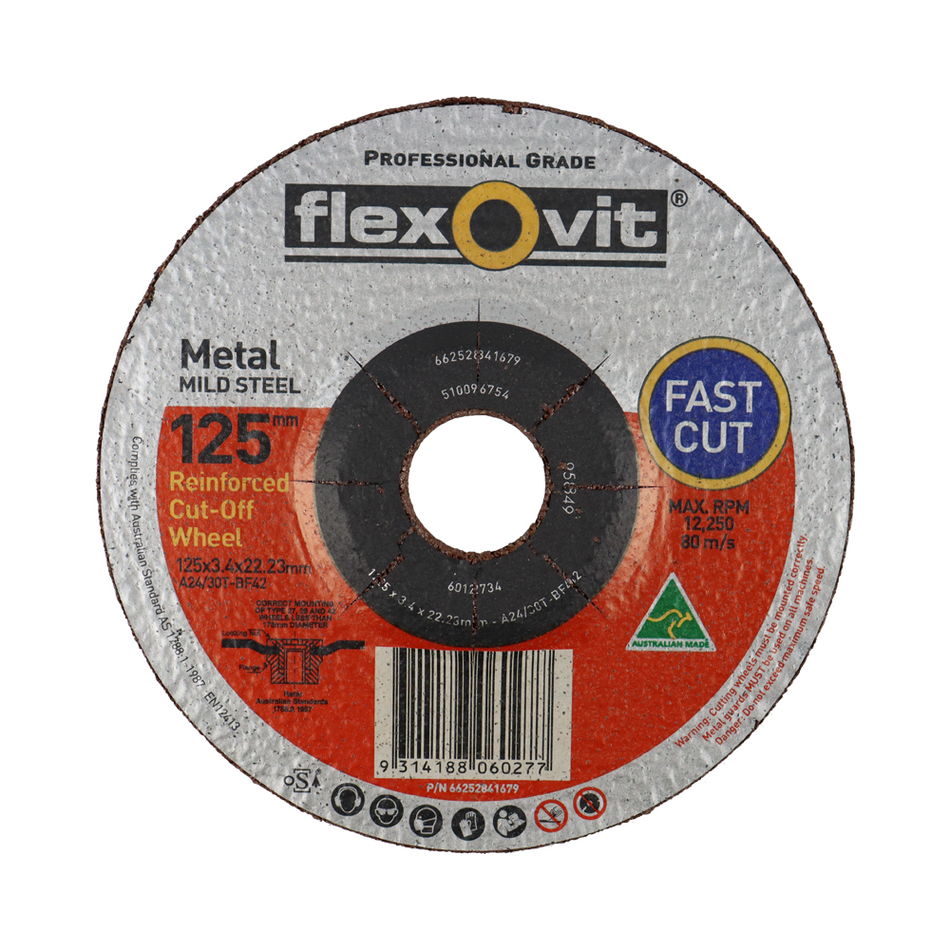Flexovit Metal Cut Off Wheels Discs 10 Pack 125mm x 3.4mm x 22.23mm