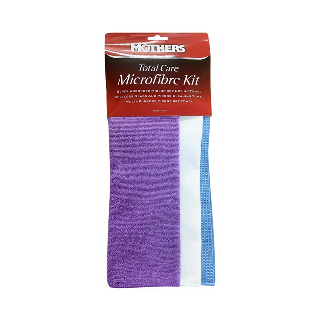 MOTHERS Total Care 3x Microfibre Towel Kit Automotive Detailing Cloth