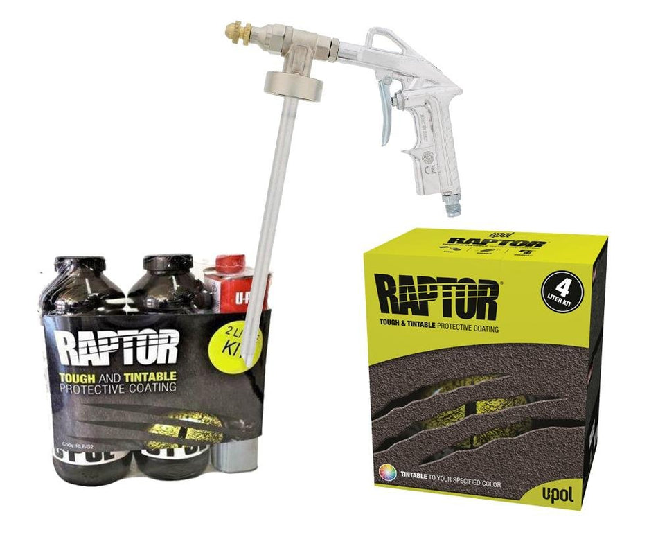 U-POL Raptor Tintable (Choose Colour) Bed Liner Kit 6L + Vari-Nozzle Spray Gun