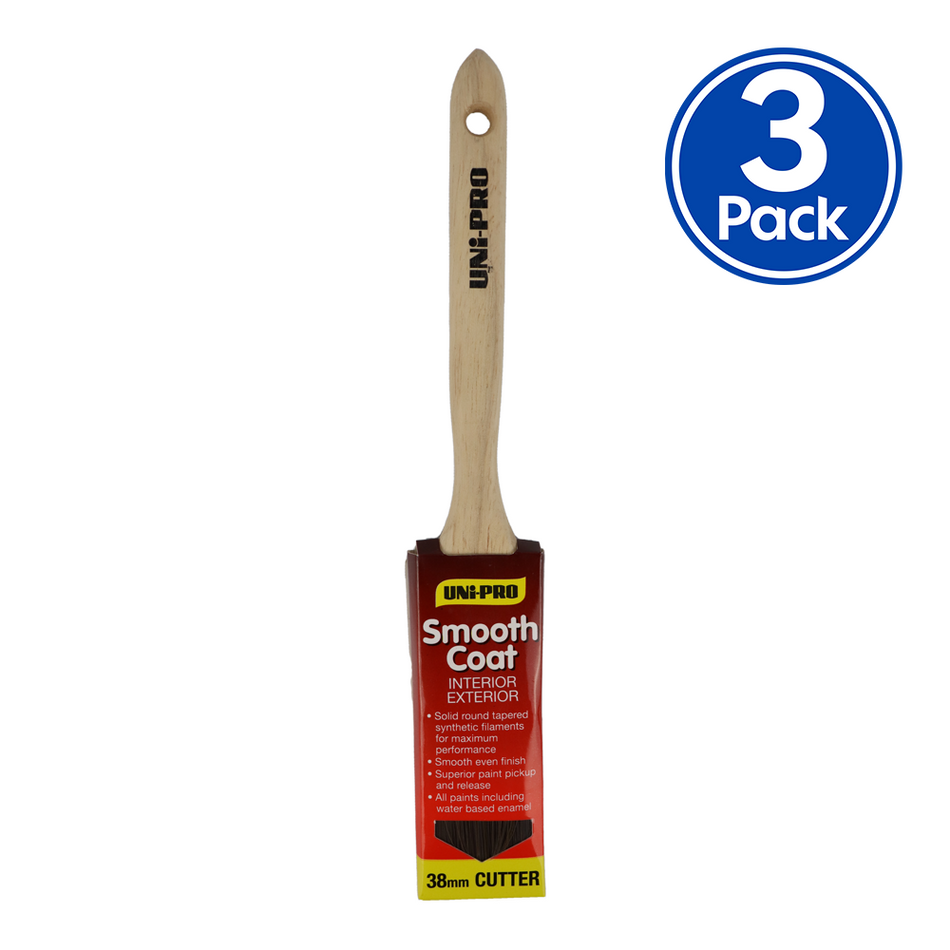 UNi-PRO Smooth Coat Cutter Brush 38mm x 3 Pack Interior Exterior Trade