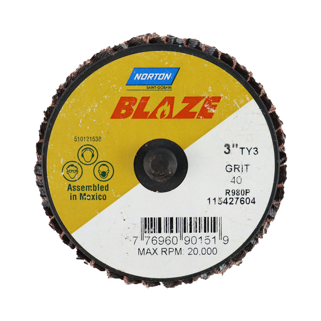 Norton Blaze R980P Quick Change TR Mini Flap 75mm 40 Grit - 10 Discs
