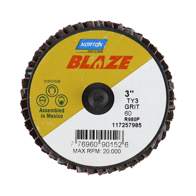 Norton Blaze R980P Quick Change TR Mini Flap 75mm 60 Grit - 10 Discs