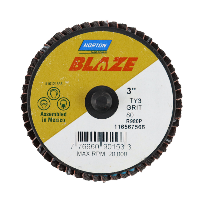 Norton Blaze R980P Quick Change TR Mini Flap 75mm 80 Grit - 10 Discs