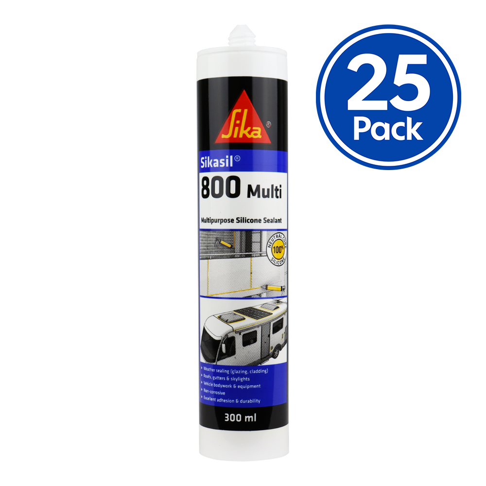 Sika Sikasil 800 Multi Premium Silicone Sealant 300ml Clear x 25 Pack