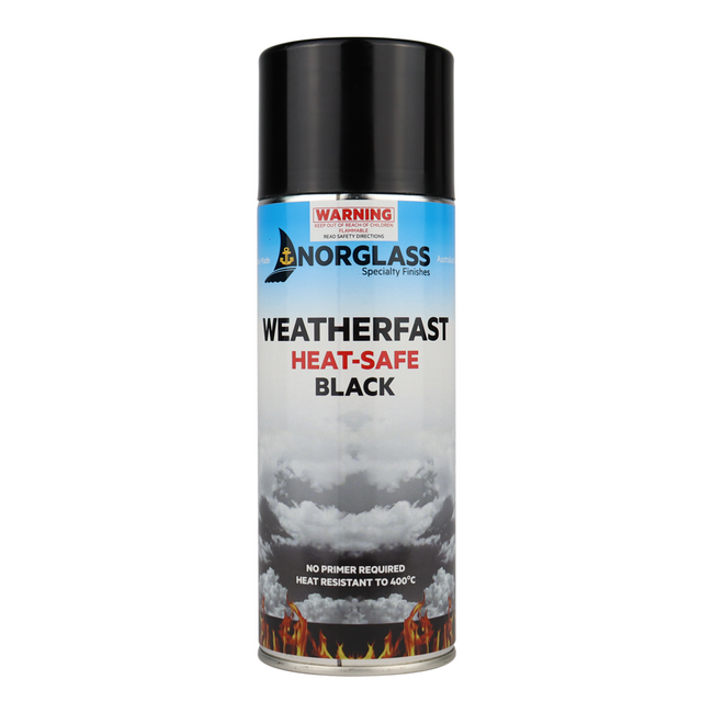 Norglass Weatherfast Heat Safe Black Aerosol 300g Self Priming