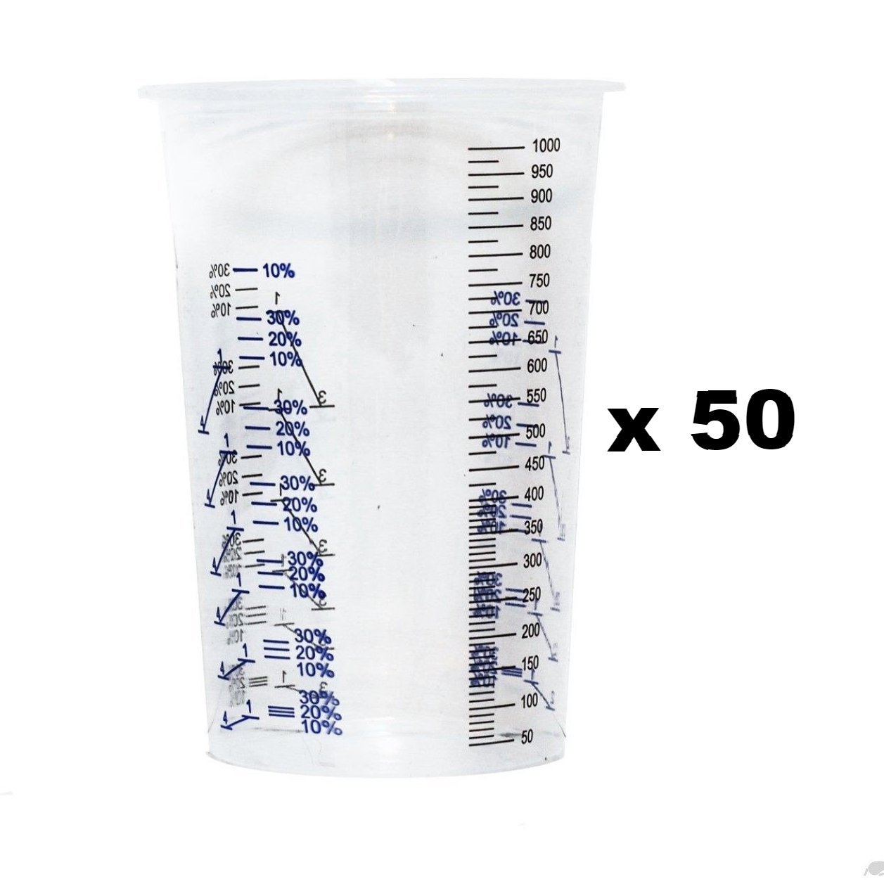 Calibrated Graduated Paint Mixing Cups 1000ml x 50 VC1