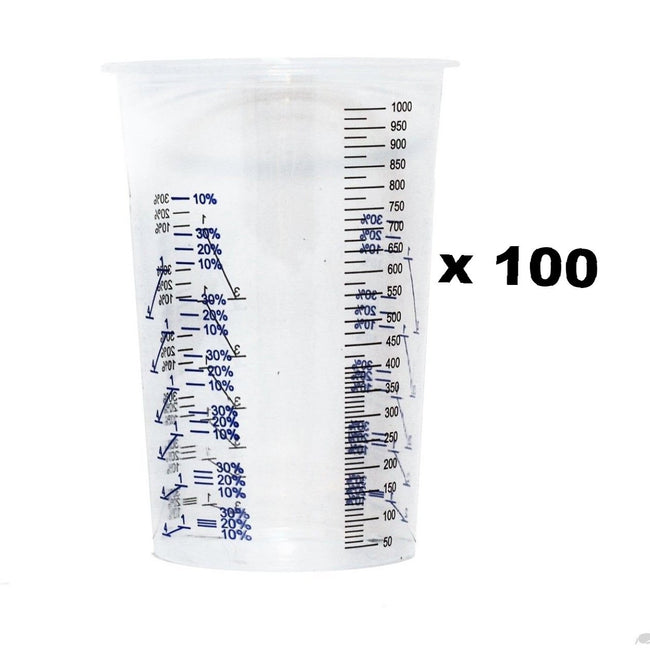 Calibrated Graduated Paint Mixing Cups 1000ml x 100 VC1