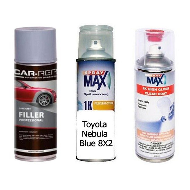 Auto Touch Up Paint for Toyota 8X2 Nebula Blue Plus 2k Clear Coat & Primer
