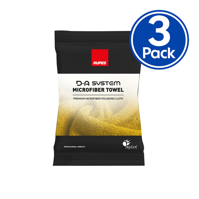 Rupes Premium D-A System Polishing Microfibre Towel Yellow x 3 Pack 9.BF9060