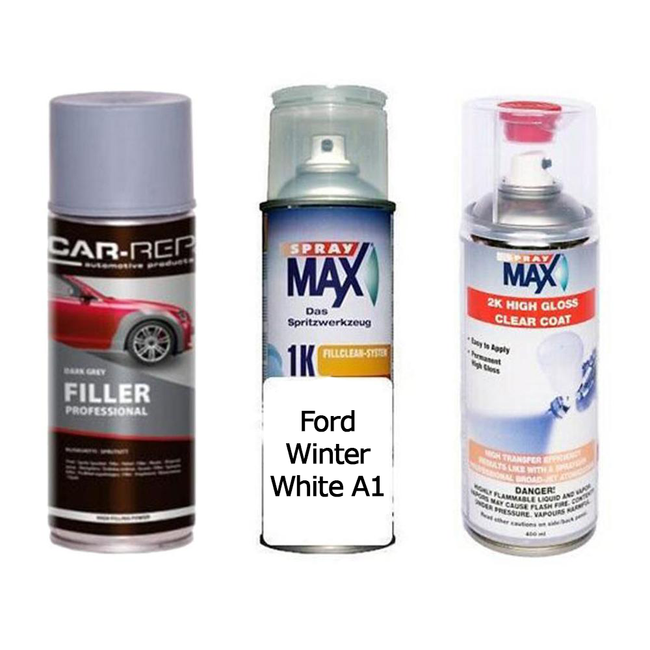 Auto Touch Up Paint Ford Winter White A1 Plus 2k Clear Coat & Primer