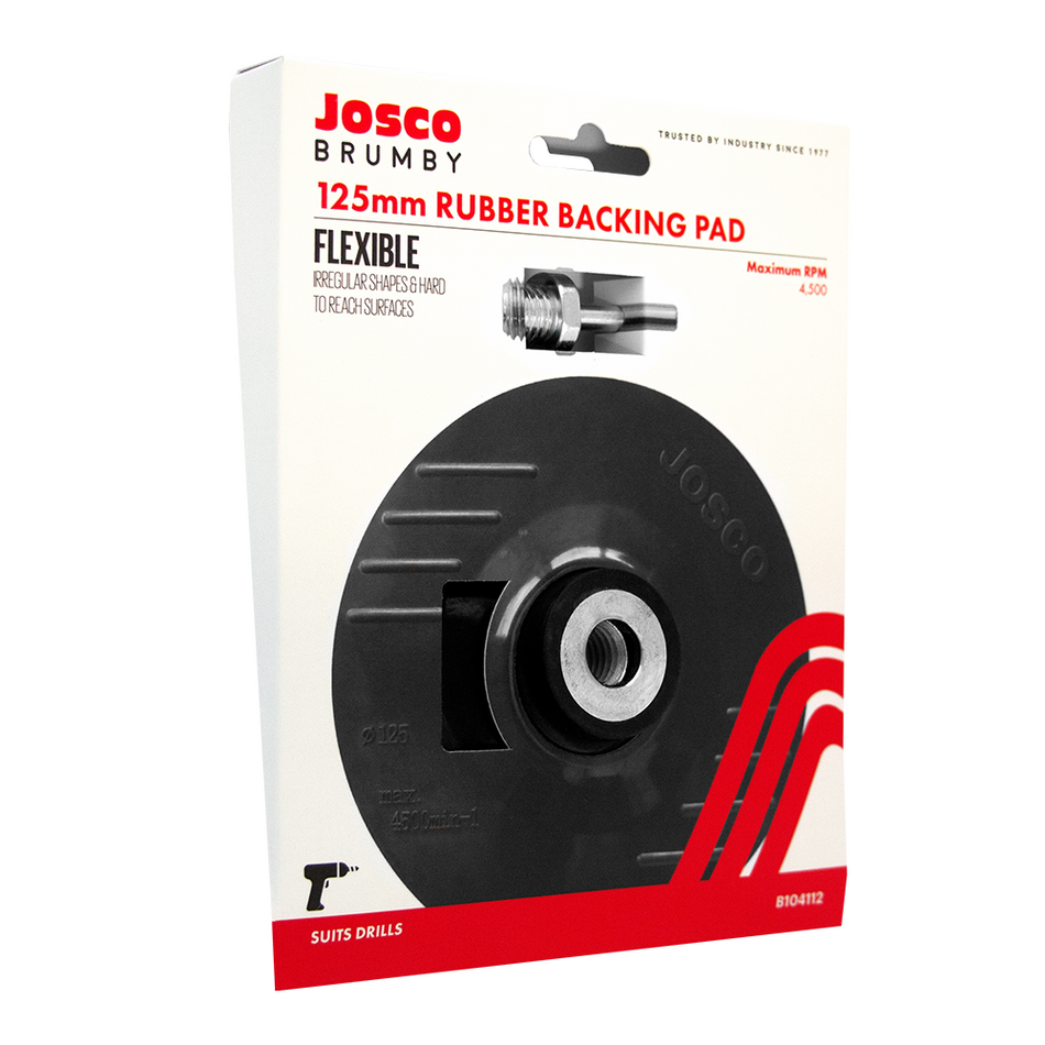 Josco Brumby 125mm Rubber Backing Pad M14 With Drill Adaptor For Fibre Discs