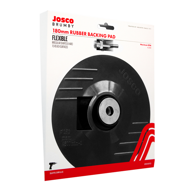Josco Brumby 180mm Rubber Backing Pad M14 With Drill Adaptor For Fibre Discs