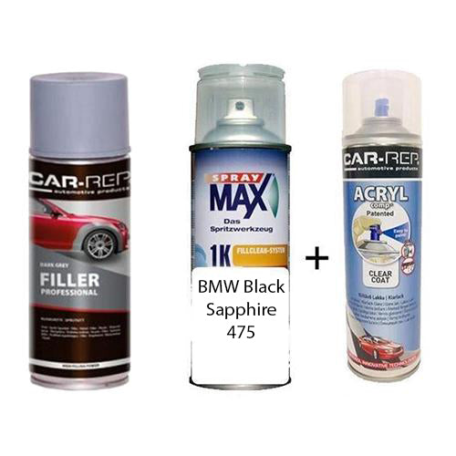 Auto Touch Up Paint BMW Black Sapphire 475 1k Plus 1k Clear Coat & Primer