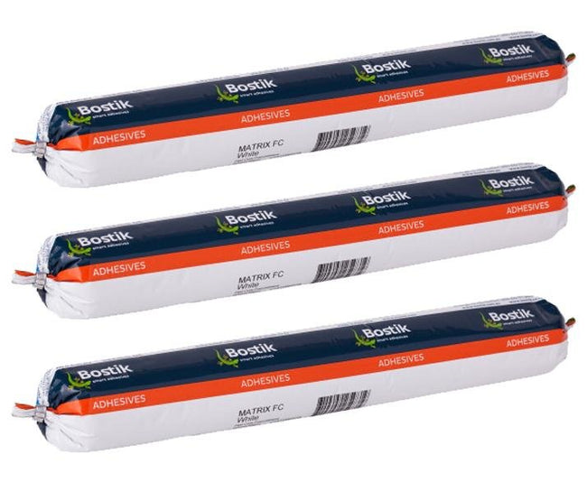 BOSTIK Matrix FC Polyurethane Adhesive Sealant White Sausage 720g x 3 Pack