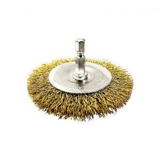 Josco Brumby 100mm Spindle-Mounted Crimped Wheel Brush