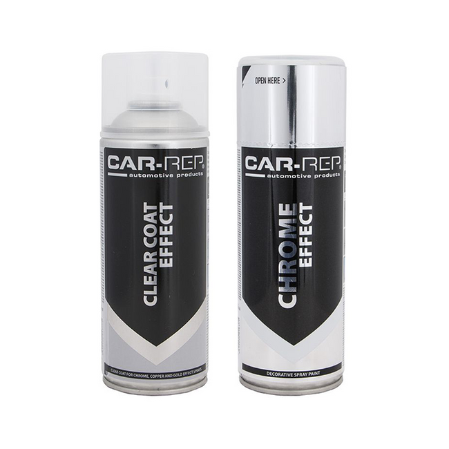 CAR-REP Effect Acrylic Indoor Paint 400ml Chrome + Clear Bundle