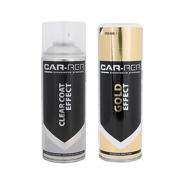 CAR-REP Effect Acrylic Indoor Paint 400ml Gold + Clear Bundle
