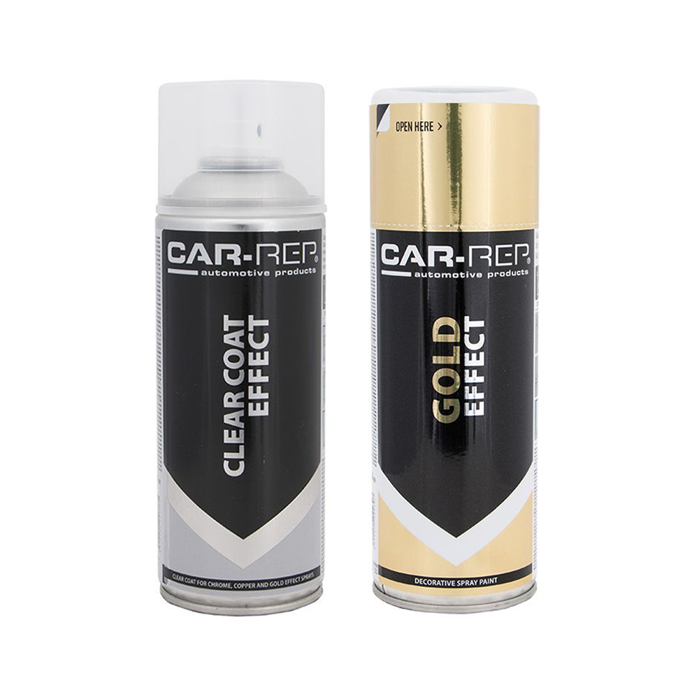 CAR-REP Effect Acrylic Indoor Paint 400ml Gold + Clear Bundle