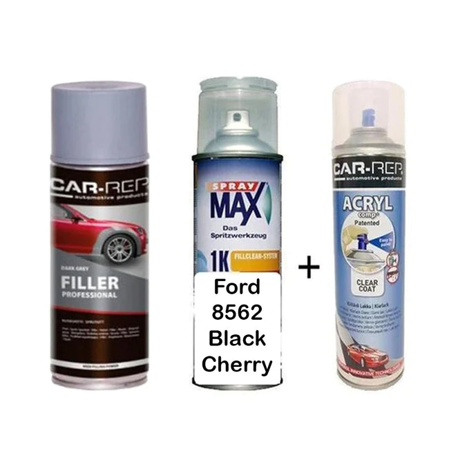 Auto Touch Up Paint for Ford 8562 Black Cherry Plus 1k Clear Coat & Primer