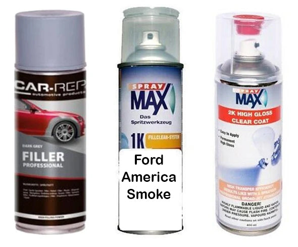 Auto Touch Up Paint Can for Ford America Smoke Plus 2k Clear Coat & Primer