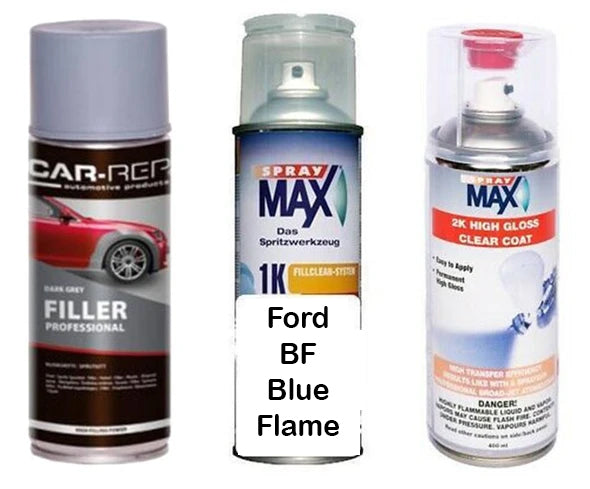 Auto Touch Up Paint Can for Ford BF Blue Flame Plus 2k Clear Coat & Primer