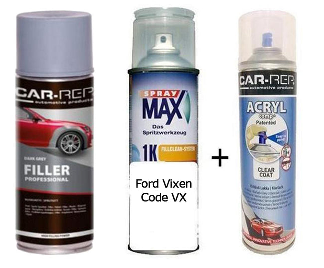 Auto Touch Up Paint Ford Vixen Code VX Plus 1k Clear Coat & Primer