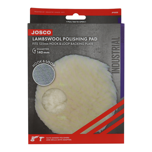 JOSCO Lambswool Polishing Pad 140mm Hook & Loop Industrial Wool JP1009
