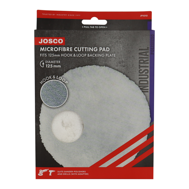 JOSCO Microfibre Cutting Pad 125mm Hook & Loop Industrial Polishing JP1010