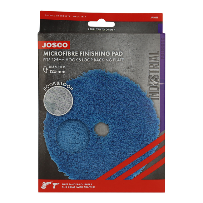 JOSCO Microfibre Finishing Pad 125mm Hook & Loop Industrial JP1011