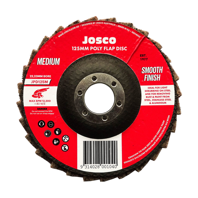 Josco 125mm Medium Poly Flap Disc For Angle Grinder