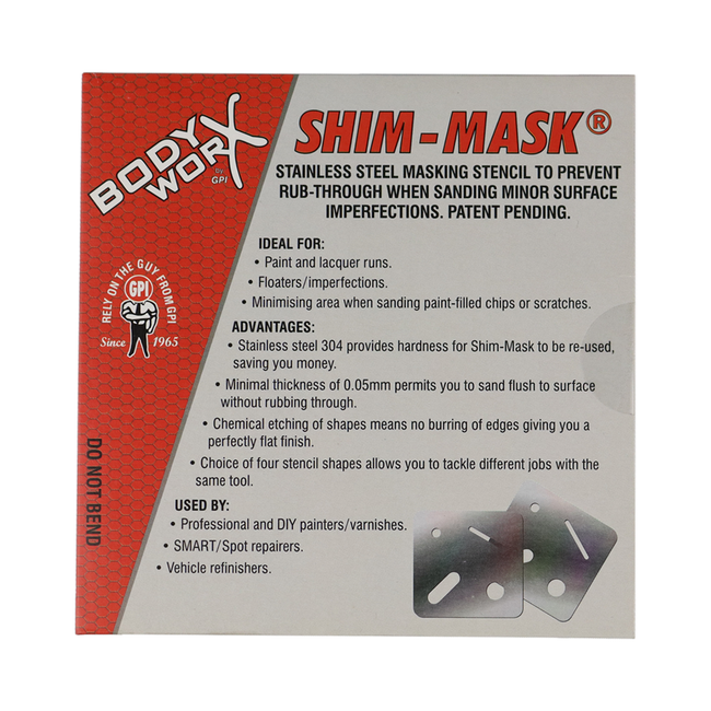 BODYWORX Shim Mask Stainless Steel Sanding Stencil Prevents Rub Through x 3 Pack