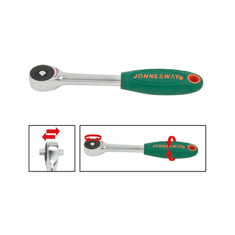 JONNESWAY Anti Slip Ratchet 9" 3/8 Drive 60T Rotating Function Non Slip Handle Tools