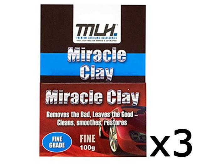 MLH Miracle Clay Cleaning Block Fine Grade 100g 3 Pack