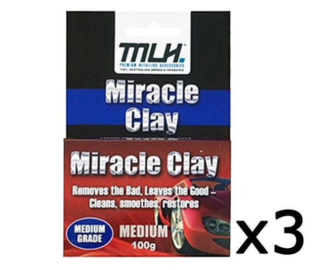 MLH Miracle Clay Cleaning Block Medium Grade 100g 3 Pack