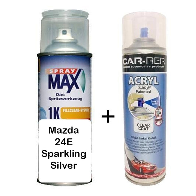 Auto Touch Up Paint Mazda 24E Sparkling Silver Plus 1k Clear Coat