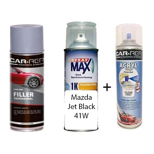 Auto Touch Up Paint Mazda Jet Black 41W 1k Plus 1k Clear Coat & Primer